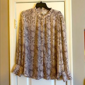 Loft snakeskin print button blouse BNWOT